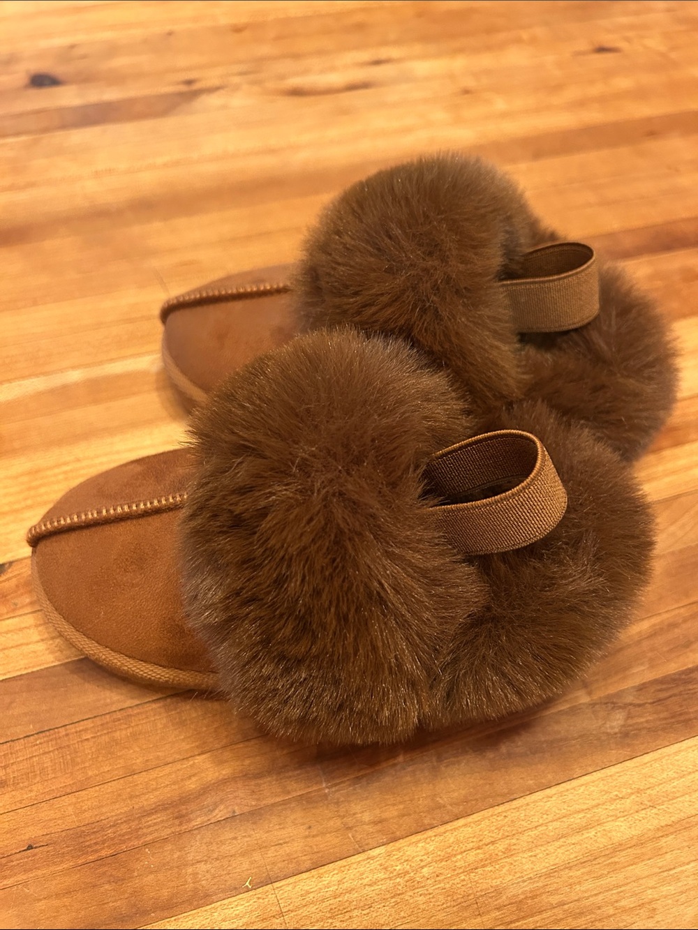 Kids Brown Faux Fur clog